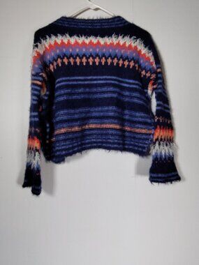 Free People cropped colorful fair isle sweater XS